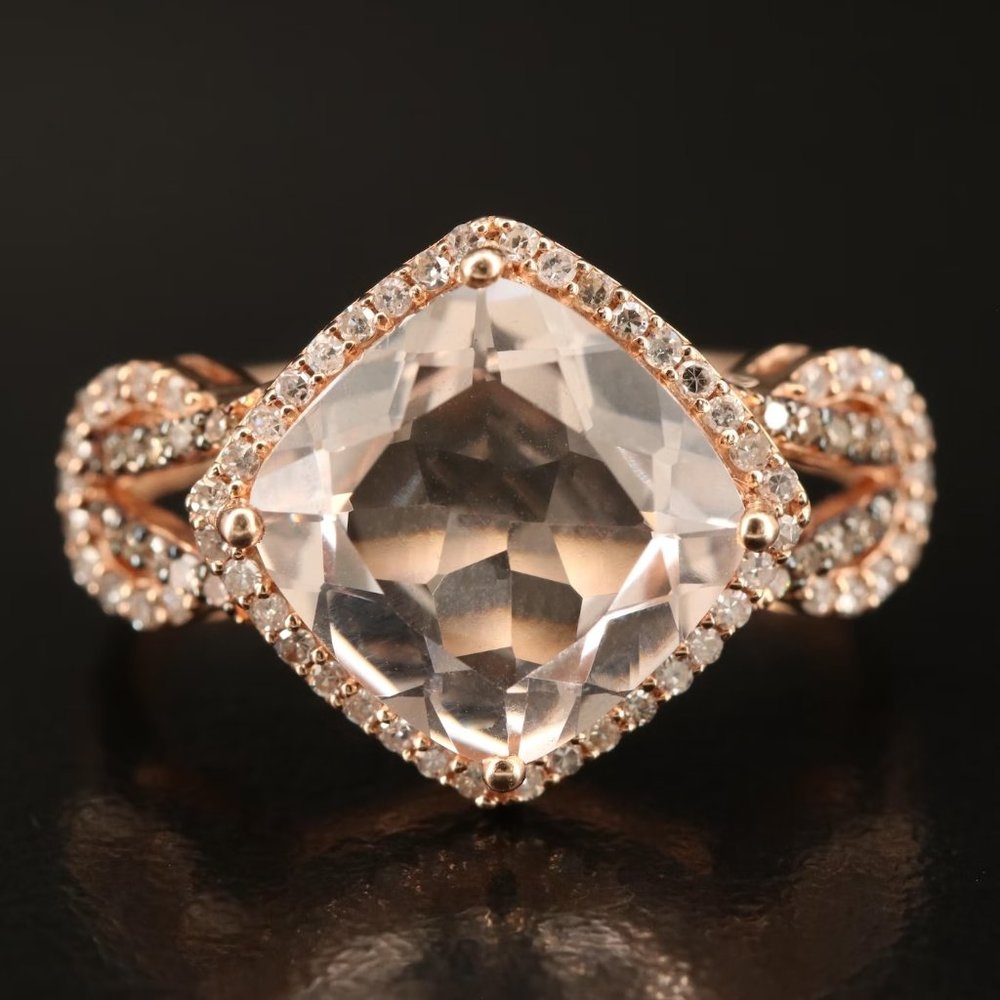 $4950 / Effy Blush 14K Rose Gold Morganite and Diamond Ring, 3.65 TCW